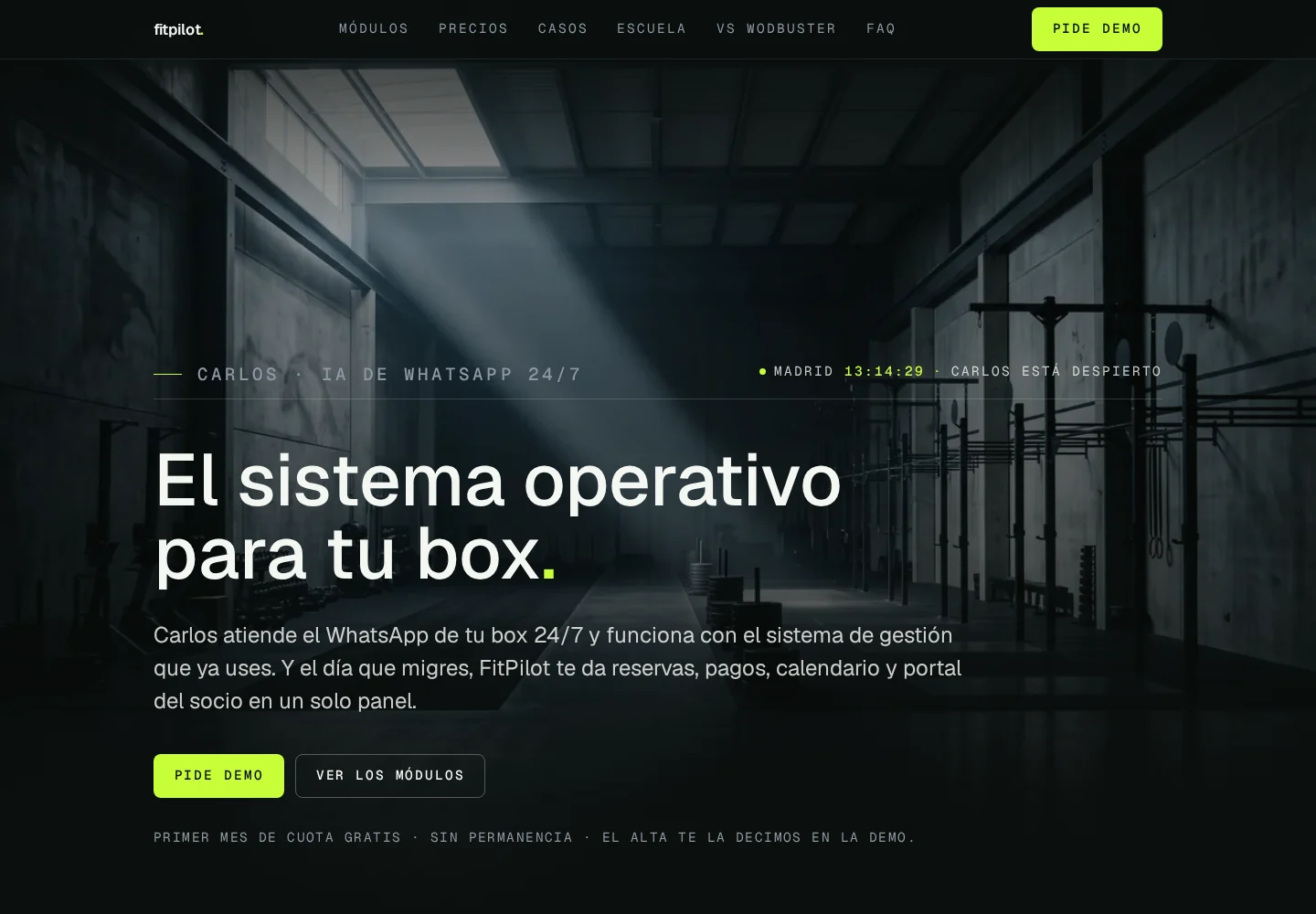 Captura real de la web de FitPilot